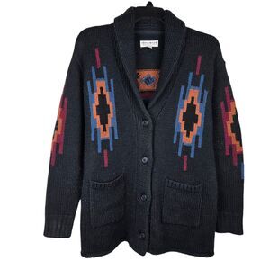 Idyllwind Miranda Lambert Cardigan Sweater L Southwest Aztec Black Wool Blend